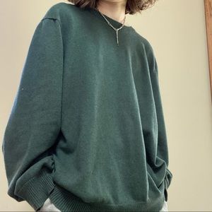 Forest Green Thin Knit Grandpa Sweater